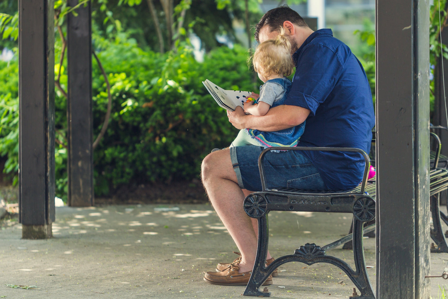 Father reading to a child